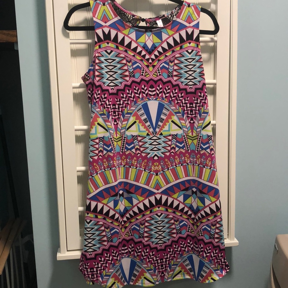 Magenta Tribal Print Tank Dress